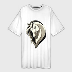 Женская длинная футболка Грациозная лошадь с гривой