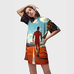 Футболка женская длинная Путь к победе, цвет: 3D-принт — фото 2