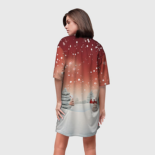 Женская длинная футболка Огненная текстурная лошадь 2026 / 3D-принт – фото 4