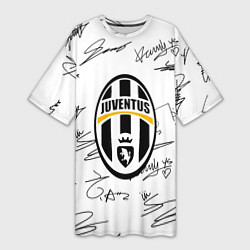 Женская длинная футболка Ювентус автографы текстура