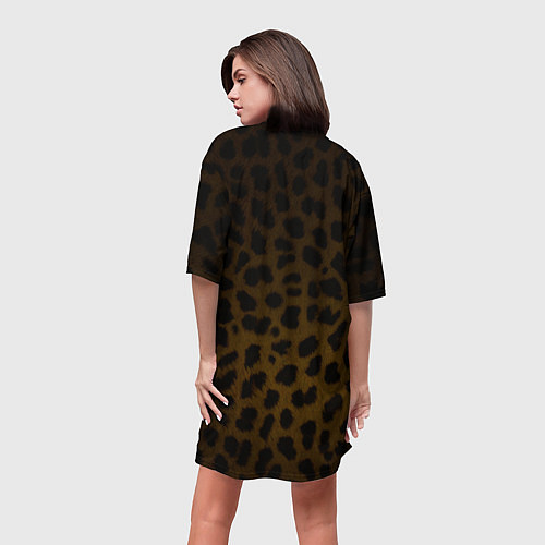 Женская длинная футболка Рык леопарда / 3D-принт – фото 4