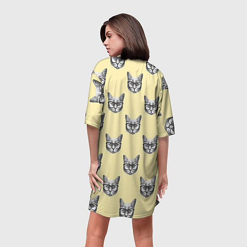 Женская длинная футболка Котик / 3D-принт – фото 4