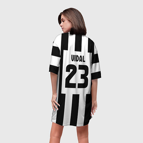 Женская длинная футболка Juventus: Vidal / 3D-принт – фото 4