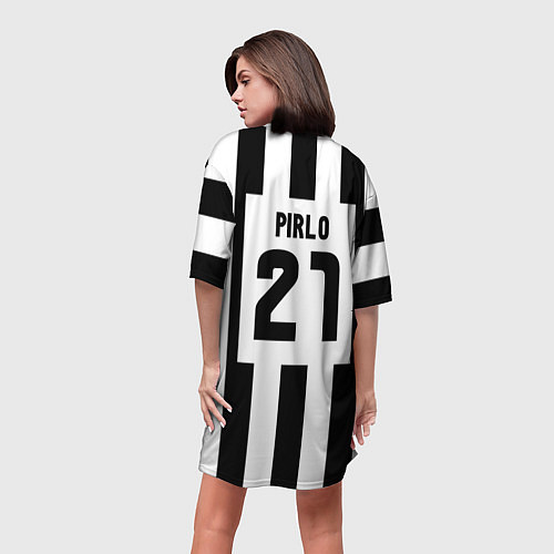Женская длинная футболка Juventus: Pirlo / 3D-принт – фото 4