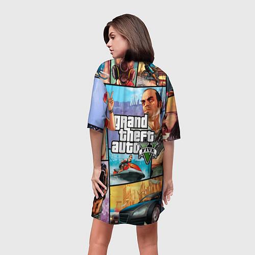 Женская длинная футболка GTA 5: City Stories / 3D-принт – фото 4