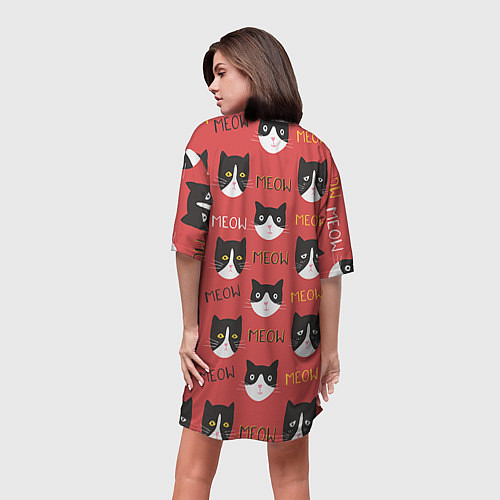 Женская длинная футболка Meow / 3D-принт – фото 4