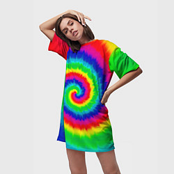 Футболка женская длинная Tie dye, цвет: 3D-принт — фото 2