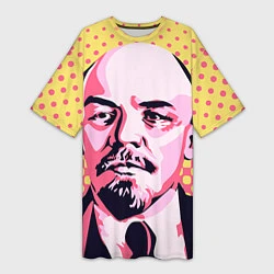 Женская длинная футболка Ленин: поп-арт