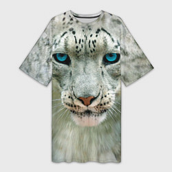 Футболка женская длинная Снежный барс, цвет: 3D-принт