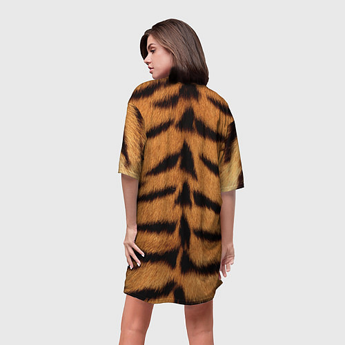 Женская длинная футболка Взгляд тигра / 3D-принт – фото 4