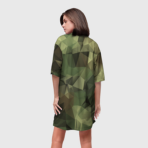 Женская длинная футболка Полигональный камуфляж / 3D-принт – фото 4