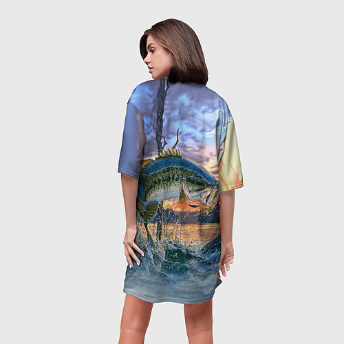 Женская длинная футболка Рыба над водой / 3D-принт – фото 4