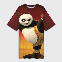 Футболка женская длинная Кунг фу панда, цвет: 3D-принт