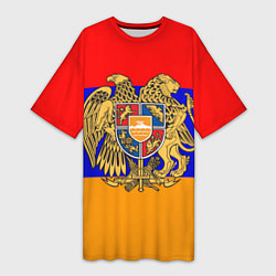 Футболка женская длинная Герб и флаг Армении, цвет: 3D-принт