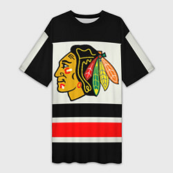 Футболка женская длинная Chicago Blackhawks, цвет: 3D-принт