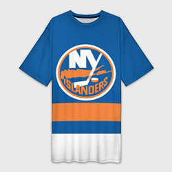 Футболка женская длинная New York Islanders, цвет: 3D-принт