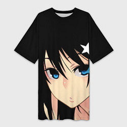 Футболка женская длинная Black Rock Shooter - глаза Мато Курои, цвет: 3D-принт