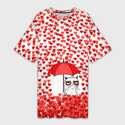 Женская длинная футболка Сердцепад и сердитый кот