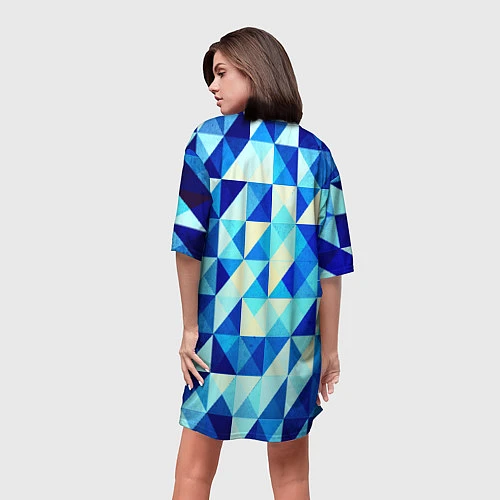 Женская длинная футболка Синяя геометрия / 3D-принт – фото 4