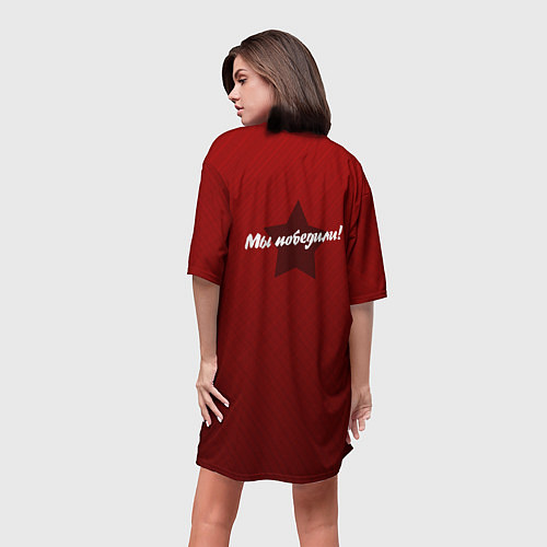 Женская длинная футболка Знамя победы / 3D-принт – фото 4