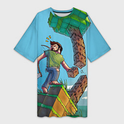 Футболка женская длинная Minecraft Woodcutter, цвет: 3D-принт