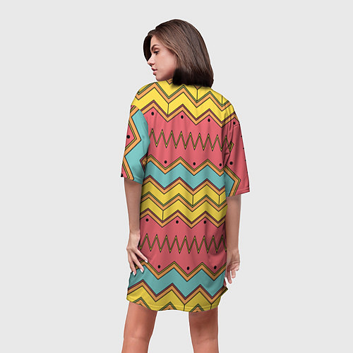Женская длинная футболка Цветные зигзаги / 3D-принт – фото 4
