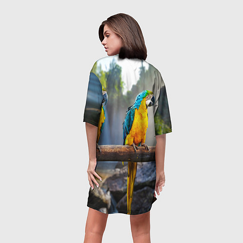 Женская длинная футболка Экзотические попугаи / 3D-принт – фото 4