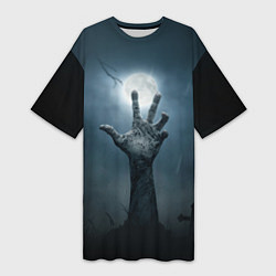 Женская длинная футболка Рука зомби
