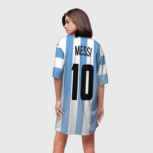 Женская длинная футболка Месси - сборная Аргентины / 3D-принт – фото 4
