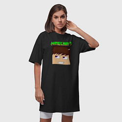 Футболка женская-платье Огромная голова Стива - Minecraft, цвет: черный — фото 2