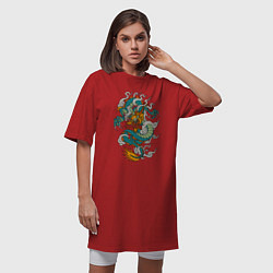 Футболка женская-платье Дракон, цвет: красный — фото 2