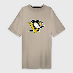 Футболка женская-платье Pittsburgh Penguins, цвет: миндальный