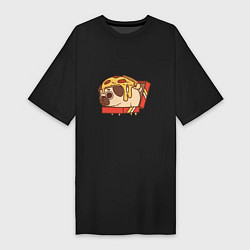 Женская футболка-платье Мопс-пицца