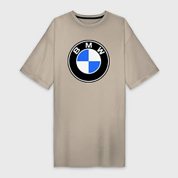 Футболка женская-платье Logo BMW, цвет: миндальный