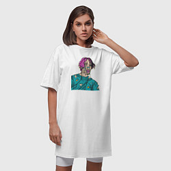 Футболка женская-платье Lil Peep: Zombie Face, цвет: белый — фото 2