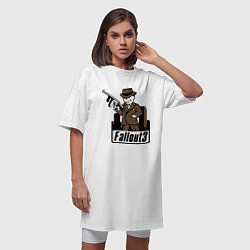 Футболка женская-платье Fallout Man with gun, цвет: белый — фото 2