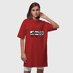 Футболка женская-платье Главное в жизни - еда, сон,bmw, цвет: красный — фото 2