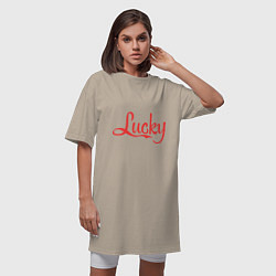 Футболка женская-платье Lucky logo, цвет: миндальный — фото 2