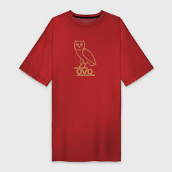 Футболка женская-платье OVO Owl, цвет: красный