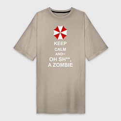 Женская футболка-платье Keep Calm & Oh Sh**, A Zombie