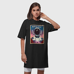 Футболка женская-платье SpaceX: Astronaut, цвет: черный — фото 2