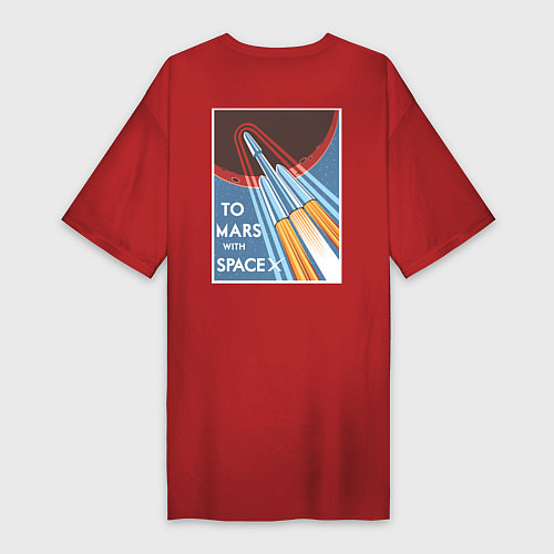 Женская футболка-платье To Mars with SpaceX / Красный – фото 2