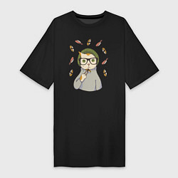 Женская футболка-платье Котик любит Суши