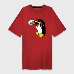 Женская футболка-платье Пингвин: Linux