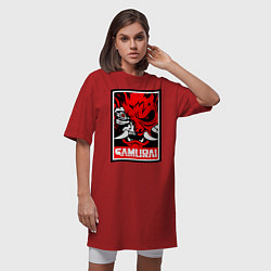 Футболка женская-платье Cyberpunk 2077: Samurai Poster, цвет: красный — фото 2