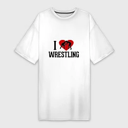 Женская футболка-платье I love wrestling