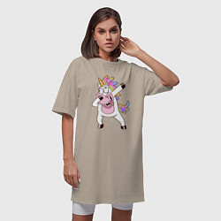 Футболка женская-платье Dabbing Unicorn, цвет: миндальный — фото 2