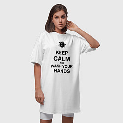 Футболка женская-платье Keep Calm & Wash Hands, цвет: белый — фото 2