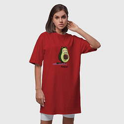 Футболка женская-платье Авокадо кот - авокот, цвет: красный — фото 2