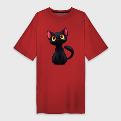 Женская футболка-платье Черный котенок